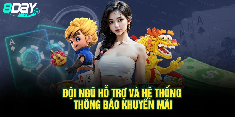 Đội ngũ hỗ trợ và hệ thống thông báo khuyến mãi